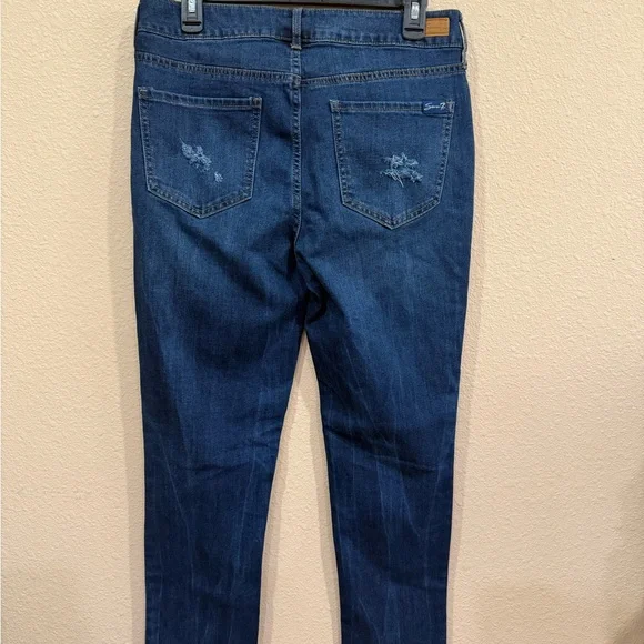 Seven7 Dark Blue Distressed Skinny Jeans - Picture 4 of 6